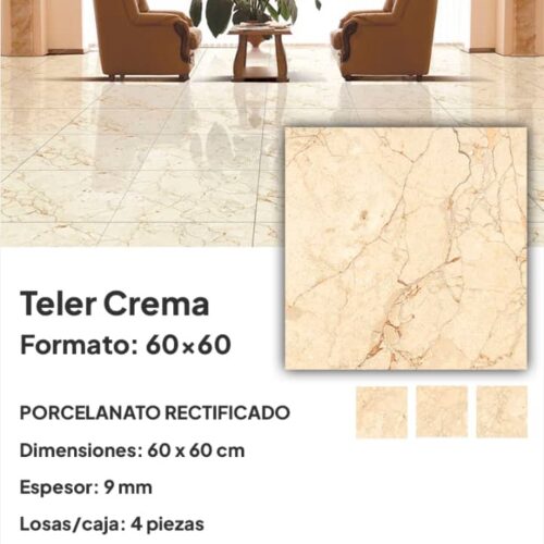 PORCELANATO 60x60 E-TELER CREMA