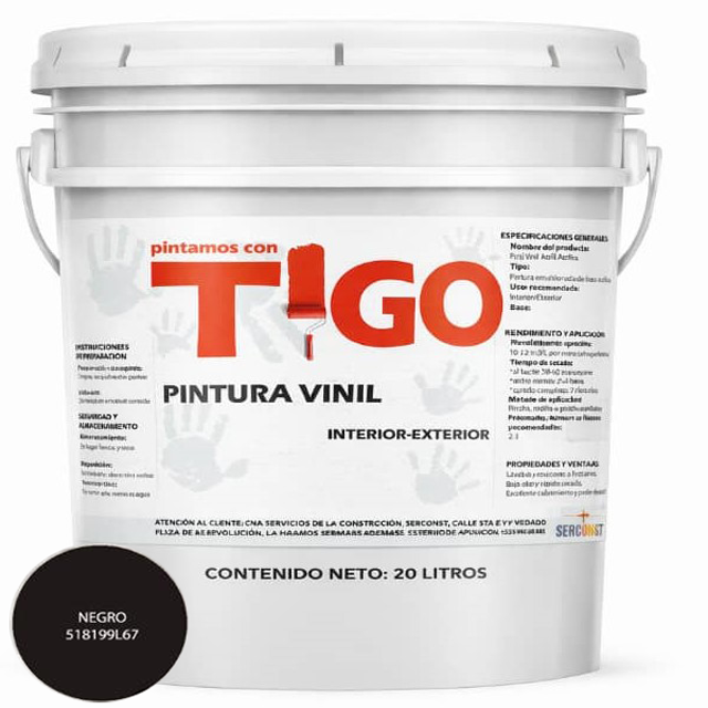 PINTURA LATEX COLOR NEGRO (TIGO)